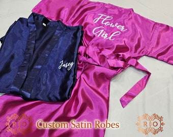 Batas personalizadas, bata personalizada, bata de novia personalizada, bata de boda de satén, kimono de dama de honor, bata para niños, bata verde salvia, bata de novia Regalos