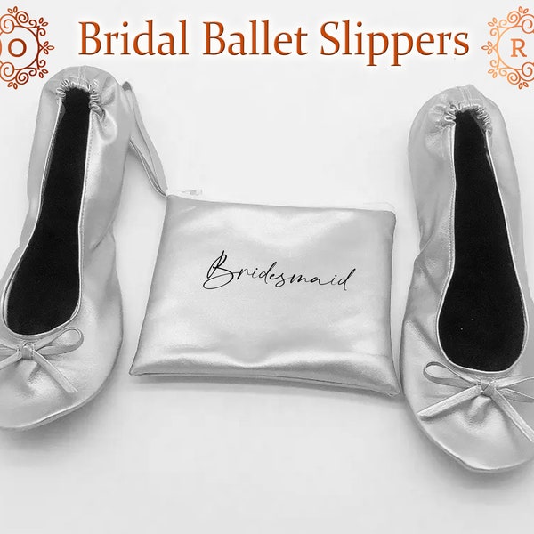 Bridesmaid Flat, Wedding foldable flats, Custom Text Bridal Ballet Shoes,wedding ballet flat,Wedding Flats, ballerina slippers, wedding flat