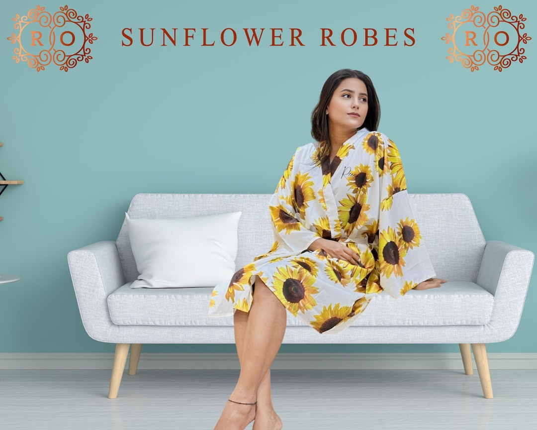 Custom Sunflower Robes Customized Robes Bridesmaid Floral Robes ...