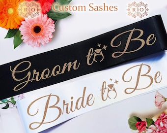 Elegant Bride-to-Be Sash, Custom Groom Sash, Bachelorette Sash, Bride to Be Sash, Bachelorette Party Sash, Hen Party Sash, Groom to be sash.