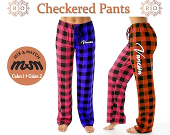 Custom Family Christmas Pajamas Pants Holiday Plaid Pant |Monogrammed Holiday pajamas Pants |Matching Flannel Christmas Pant |Couple Pajamas