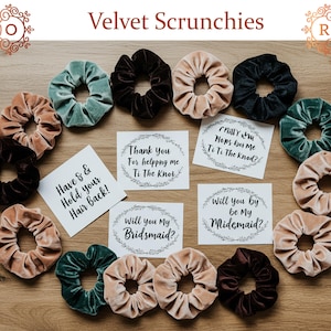 Bridesmaid Velvet Scrunchies – Wedding Party Hair Ties - Soft Velvet Scrunchie -Bridal Party Gift Set - Bridesmaid Gift -Valentines Day Gift
