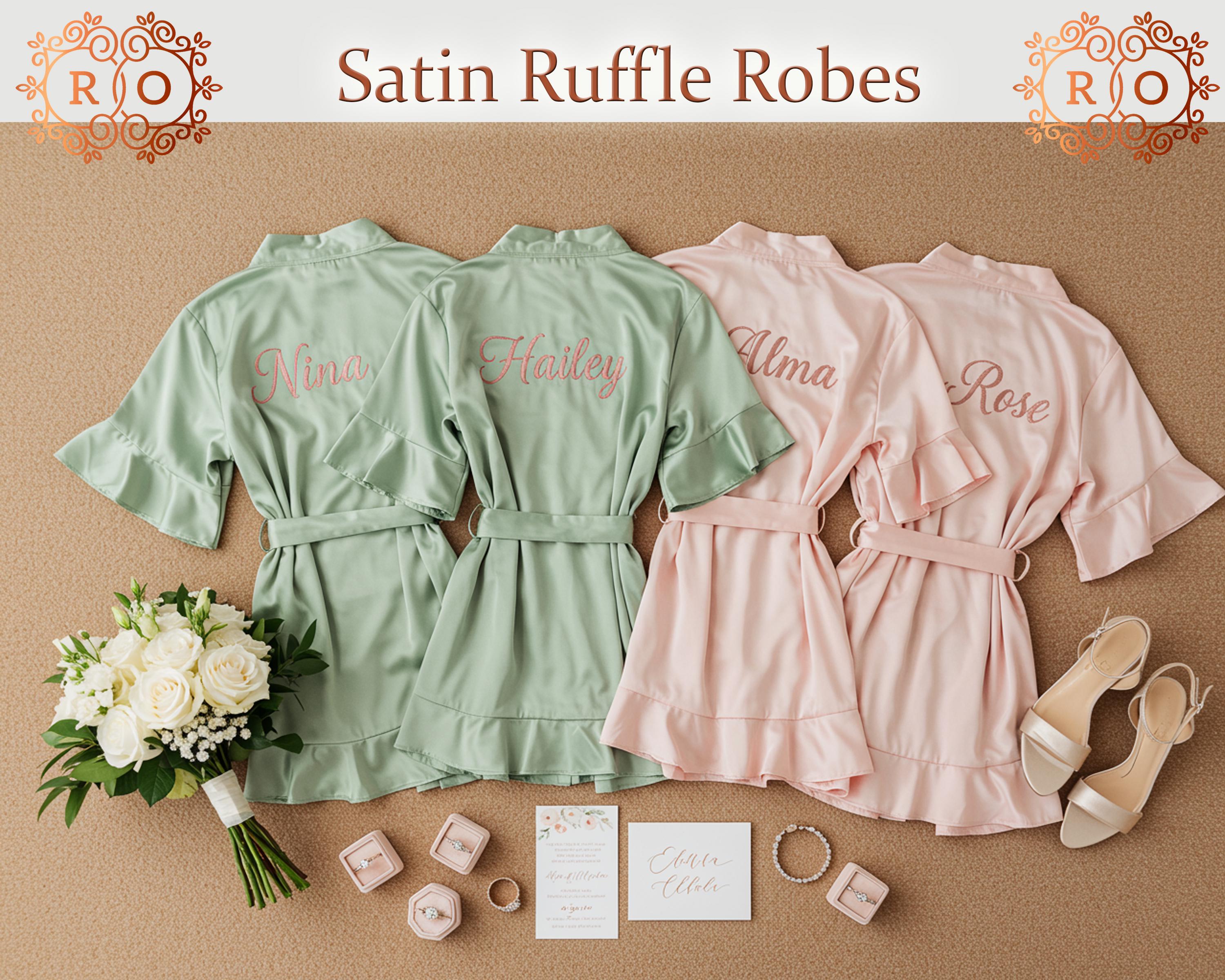 Custom Ruffle Satin Robe