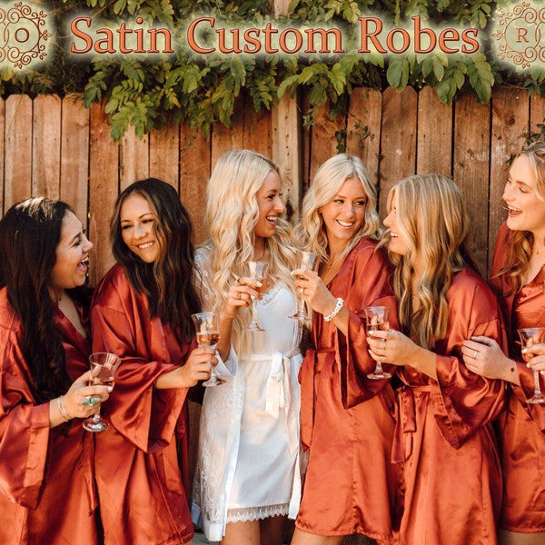 Bridesmaids Custom Robes, Bridal Shower Robes, Wedding Party Robe, Getting Ready Satin Robe, Personalized Brides Robes, Plus Size Robes Gift