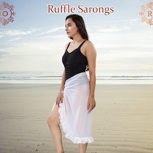 Bridal Party Swim Cover ups - Personalized Ruffle Trim Sarong - Custom Sarong - Beach Cover ups - Bachelorette gifts - Bridesmaids Gifts