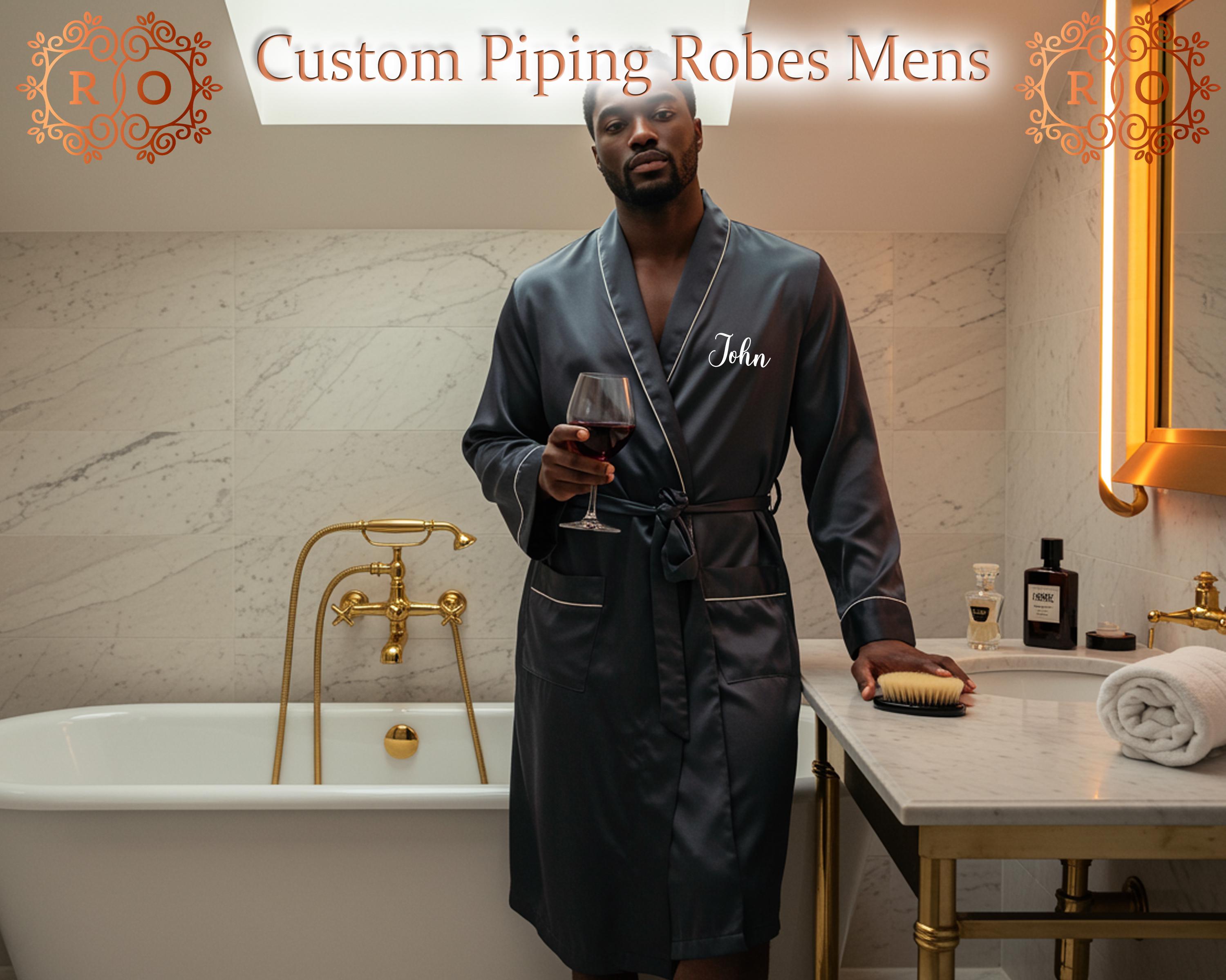 Funny Man Robe Custom Satin Men's Robes, Personalized Piping Robes, Groomsman Robes ...