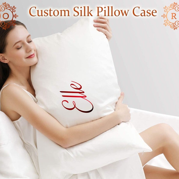 Personalized Silk Comfort Silk Pillowcase Silk Pillow Case Pillowcase Mulberry Silk Custom Text Pillow Pillowcase Ultra Soft Gifts for her