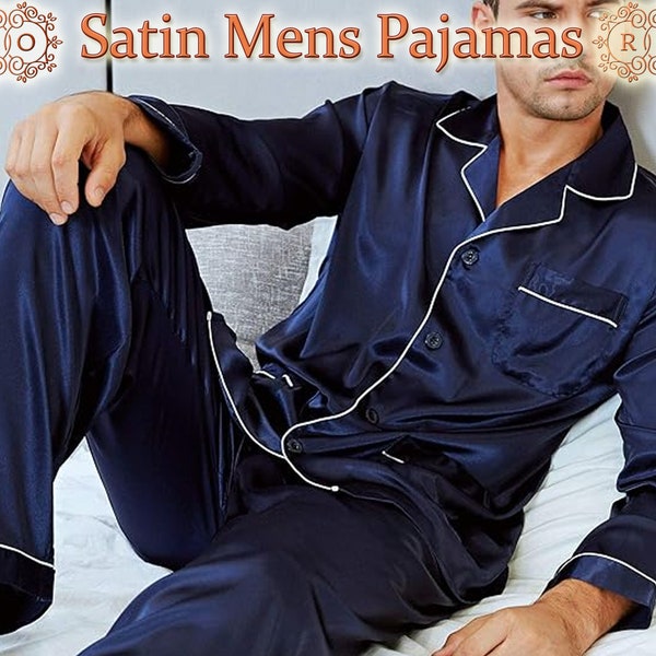 Customized Groomsmen Pajamas Set | Men's Satin Pajamas Set | Groom Gifts | BestMen Gift | Birthday Present | Father Gift | Groomsmen Gift
