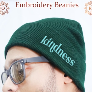 Unisex Adult Beanie Personalized Beanie Custom Name or Logo Monogram Kids Winter Hat Youth Name Beanie Stocking Cap Christmas Beanie