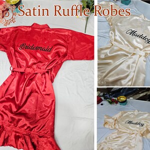 Plus Size Satin Ruffle Robe, Bridal Party Gift