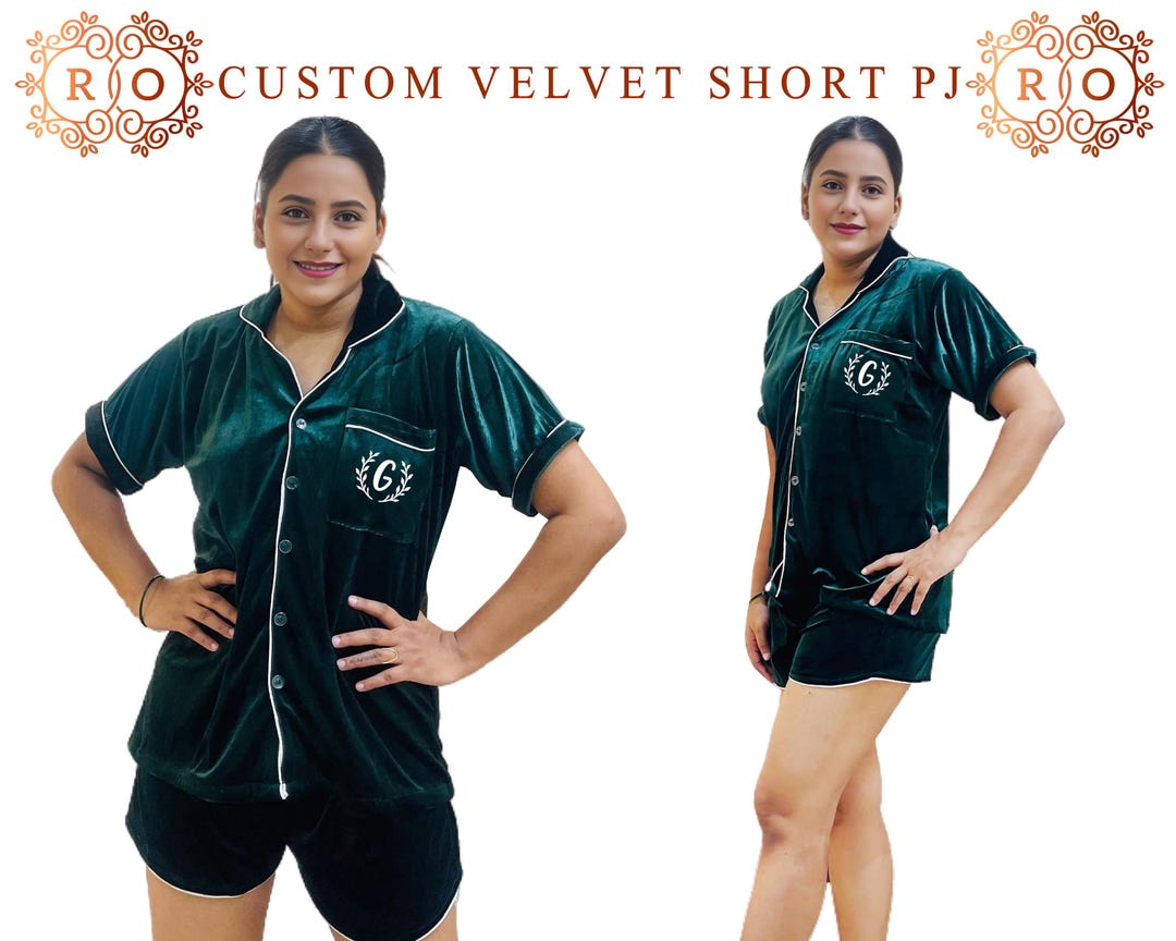 Set pigiama in velluto personalizzato, set pigiama personalizzato