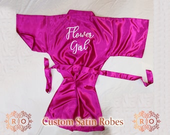 Bridesmaids Custom Robes, Bridal Shower Robes, Wedding Party Robe, Getting Ready Satin Robe, Personalized Brides Robes, Plus Size Robes Gift