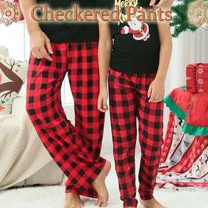 Family Christmas Pajamas Pants Custom Holiday Plaid Pant |Monogrammed Holiday pajamas Pants |Matching Flannel Christmas Pant |Couple Pajamas