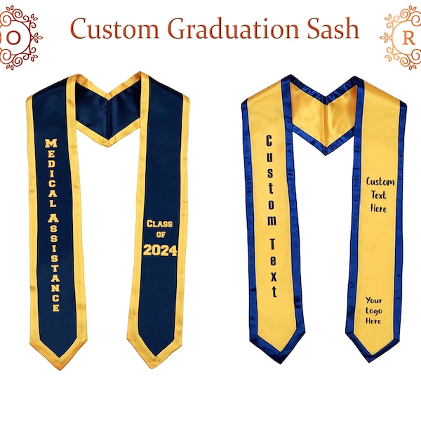 Graduation Stole Sash Graduation University Stole Personalized College University Stole Sash Custom Border Lace Sash Custom Graduation Stole