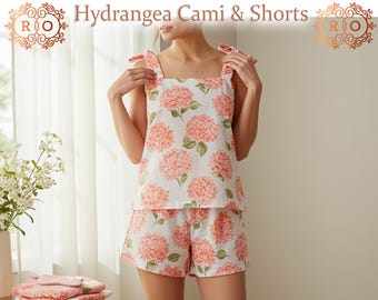 Rayon Baumwolle Cami Knot Hortensien Set Bequem und leicht Täglich Tragen Entspannte Passform Cami Knot Set Perfektes Geschenk für Sie, Brautjungfer