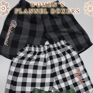 Maßgeschneiderte Damen Flanell Schlaf Böden Boxer - Personalisierte Buffalo Checks Boxer - Benutzerdefinierte Boxer - Damen Karos Pyjama Hose - Kurze Hose