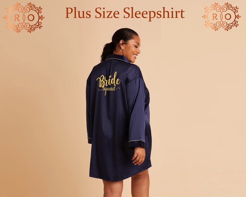 Personalized 6XL Sleep Shirts Plus Size Sleepshirt Customized Sleepshirts Custom Bridal Pj Bridesmaid Hen Party Birthday Sleep shirts Satin image 4