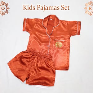 Kids Personalised Pajamas with piping | Wedding Pajamas | Personalised gift for her | Bridesmaid pajamas | Bridal Pajamas | Christmas Pjs