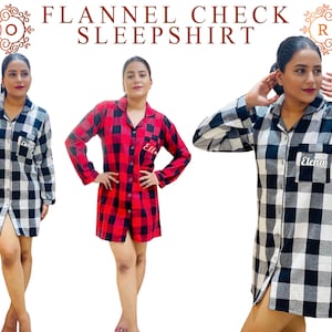 Christmas Flannel Sleepshirt, Bridesmaid Flannel Shirts, Custom Bridal Flannel Shirt, Bridesmaid Plaid Shirts, Bridal Party Flannel Shirts