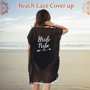 Bride Squad Swim Cover Ups with tassels, Custom beach cover ups for bridesmaid, Bridesmaid gifts, Bridesmaid proposal, Beach Cover Up-tassel