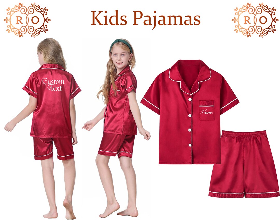 Custom Satin Pajamas, Sleepover Birthday Pajamas, Personalized Pajamas