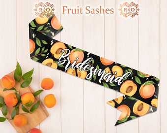 Brides Fruit Print Sashes Personalised Fruit Theme Sash Neutral Baby Shower Bridal Party Hen Do Bridesmaid Birthday Gender Pink Gifts