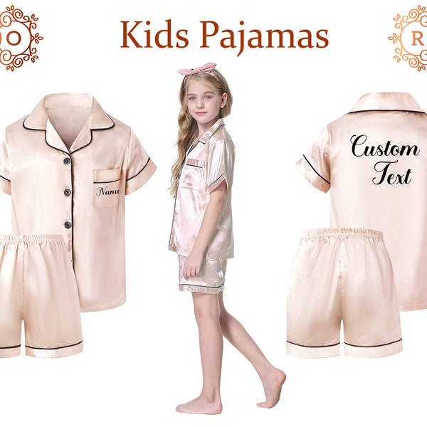 Free Slippers with Pajama set Kids Personalised pyjamas with piping monogram pjs personalised gift bridesmaid pajamas personalize Pjs