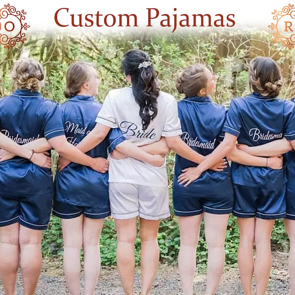 Kids Pajama Set Bridesmaid Pyjamas Customized Pyjamas Custom Pjs Bridal Pyjamas Night Ware Pajamas Gift For Her Wedding Gift Personalized