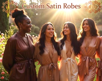Satin Dark Brown Robes Personalized Robes Bridal Robe Bridesmaid Robes Bridesmaid Gift Hen Party Robe Birthday Robes Satin Robe Kids Robes