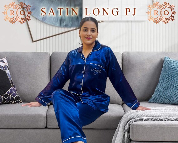 Satin long pjs sale