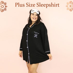 Personalized 6XL Sleep Shirts Plus Size Sleepshirt Customized Sleepshirts Custom Bridal Pj Bridesmaid Hen Party Birthday Sleep shirts Satin image 1