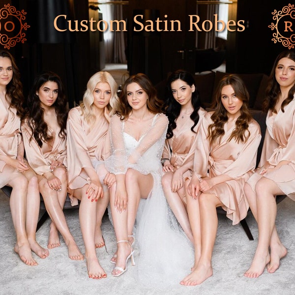 Set of 4,5,6,7,8,9,10,11,12,13,14,15, Silk Bridesmaid Robes, Bridesmaid Gift, Bridal Robes, Wedding Robes, Satin Robes, Bridesmaid Robes