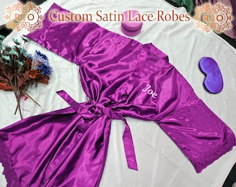 Bridesmaid Robes, Lace robe, Satin Wedding Robe, bridal Robes, bridesmaid robe, bridesmaid Robes Lace Robes Wedding Gifts Maid of Honor Gift