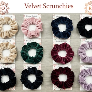 Soft Velvet Scrunchie -Bridal Party Gift Set - Bridesmaid Velvet Scrunchies – Wedding Party Hair Ties - Bridesmaid Gift -Valentines Day Gift