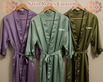 Angepasste Roben Brautjungfer Roben Personalisierte Roben Brautparty Roben Benutzerdefinierte Robe Brautjungfer Geschenk Hen Party Robe Geburtstagsroben Satinrobe