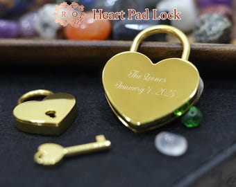 Heart Shape Padlock, Personalized Engraved Padlock, Love Lock, Engraved Lock, Padlock with Key, Engagement Keepsake Gift, Anniversary Gift