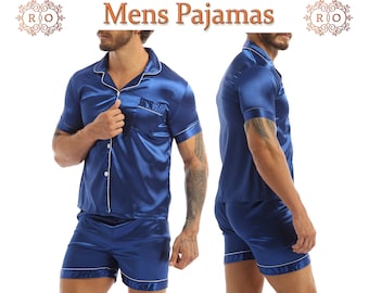 Personalized Men's Pajamas with piping | Personalised gift | Gift for Him | Bridesmaid Pajamas | Grooms Pajamas | Christmas Pajamas