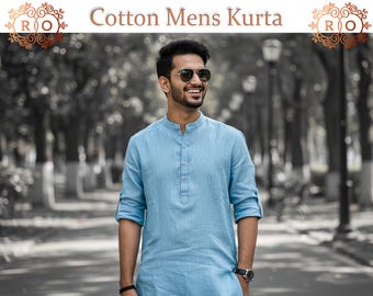 Mens Festive Kurta Short Kurta for Men Indian Classic Style Kurta Handmade Kurta Ethnic Wear Men's Traditional Wear Indian Wedding Wear
