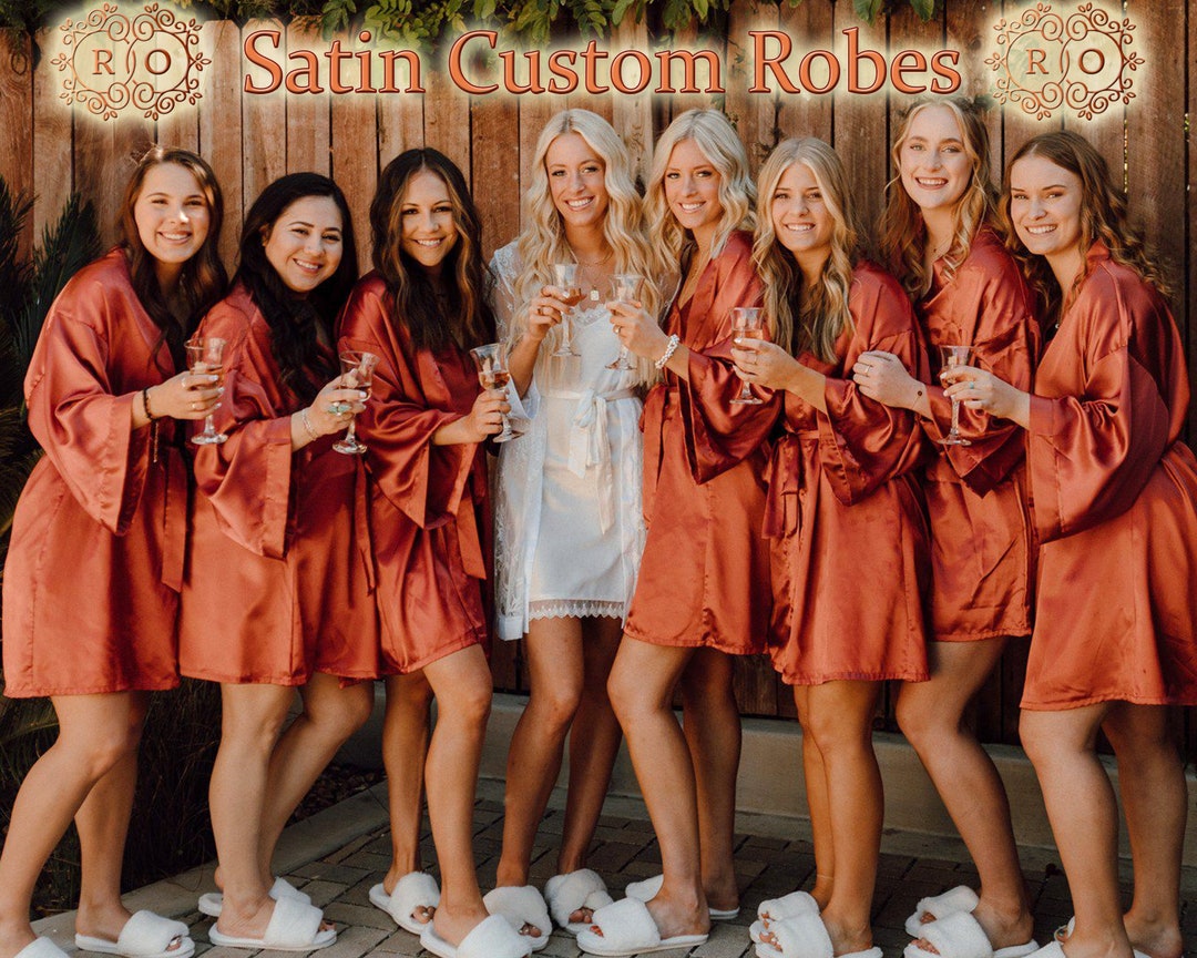 Bridal Shower Robes Bridesmaids Custom Robes Wedding Party Etsy