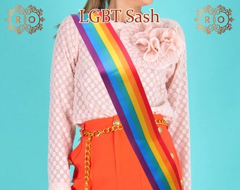 Custom LGBT sash, Personalised rainbow hen party sash, bridesmaid sash, bride sash, wedding sash, pride sash, LGBT sash, Gay Sash Gift