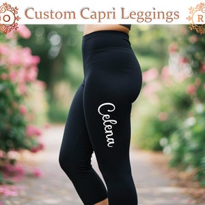 Custom Printed Capri Leggings Add Name or Quote Women’s Custom Capri Legging High-Waisted Workout Legging Custom Fitness Yoga Pant Yoga Gift