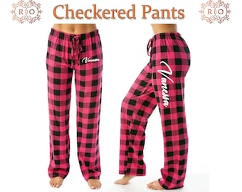Custom Family Christmas Pajamas Pants Holiday Plaid Pant |Monogrammed Holiday pajamas Pants |Matching Flannel Christmas Pant |Couple Pajamas