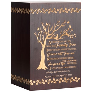 Personalized Wooden Urn Box Cremation Urn for Human Ashes Adult Large Burial Urn for Adults Custom Cremation Urn - 250 LBS