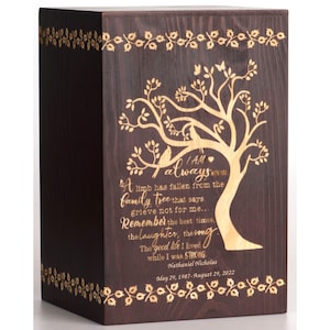 Handmade Wooden Urn for Human Ashes Full Size Custom Wooden Urn Box for Adult Personalized Cremation Urn for Ashes Handcrafted 250 LBS