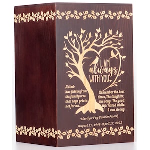 Personalized Cremation Urn for Human Ashes Cremation Box | Wooden Urn | Wooden Urns for Human Ashes | Urn for Mom and Dad Holds 250 LBS