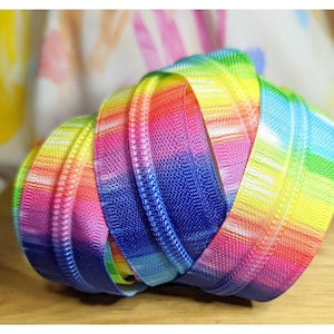Ruban à glissière en nylon à rayures arc-en-ciel, taille n° 5