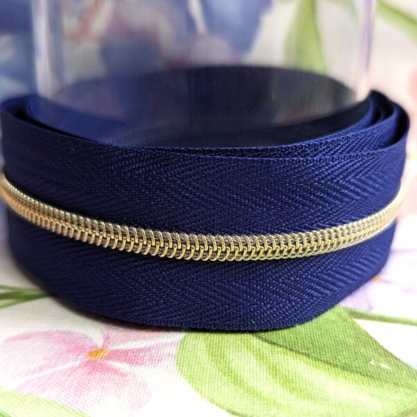 Size #3 Royal Blue Tape - Gold Nylon Coil