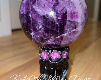 Deep Purple Fluorite Sphere: Healing Energy Crystal (3lb 6oz)