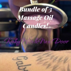 Massage Oil Candle 3-Pack-Coconut-Free Pourable Soy Candles in Stainless Steel-Organic Soy Wax, Grapeseed & Almond Oil w/Essential Oils