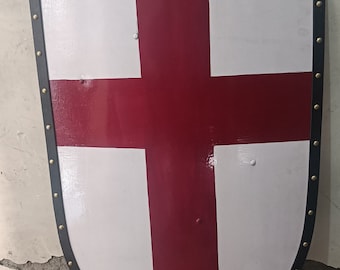 Medieval Knight fall Authentic Templar Shield Battle Warrior Shield Viking Templar Red Cross Shield ~ Best Gift For Halloween And Christmas